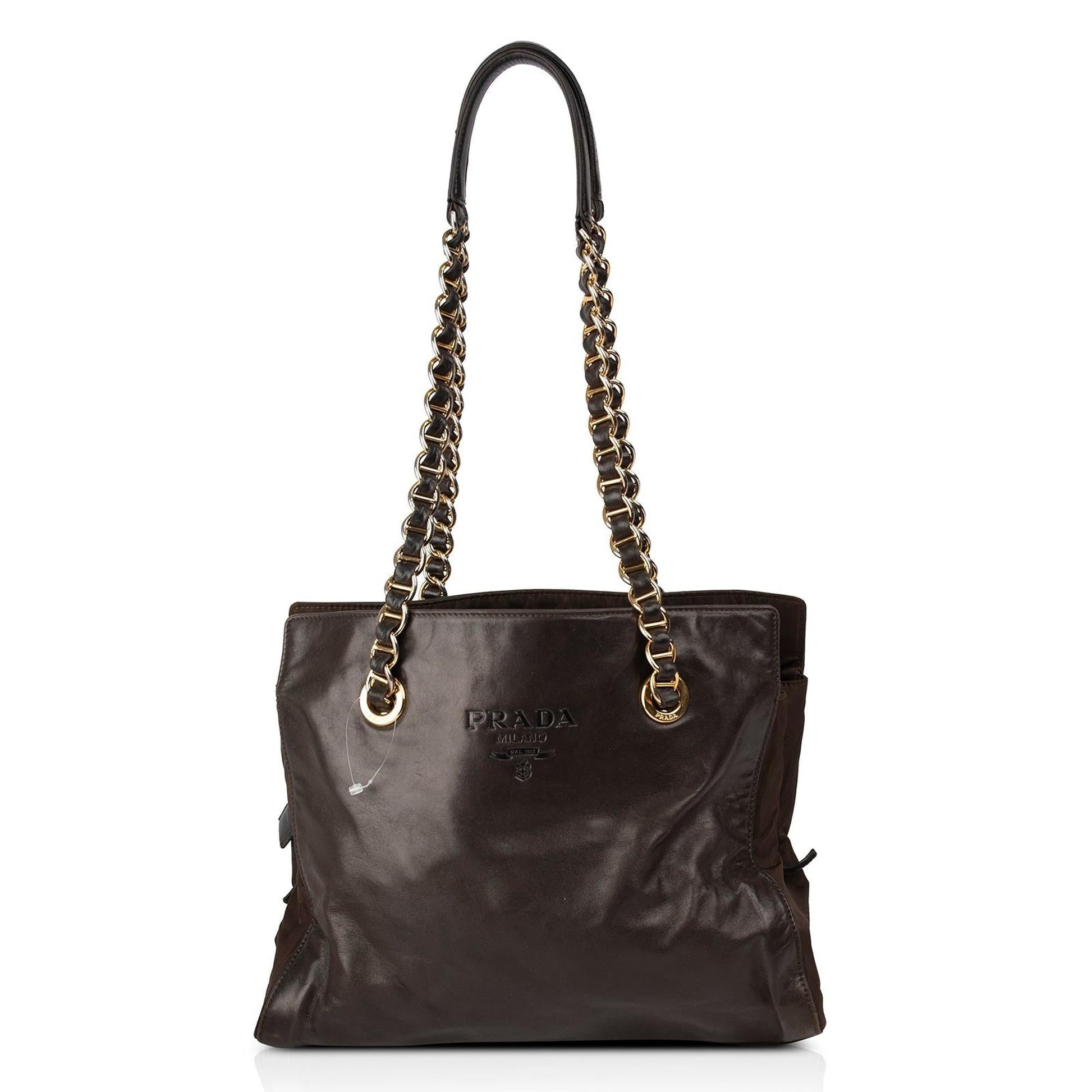 Prada Nappa & Tessuto Catena Bag Leather Nylon Travel Bag