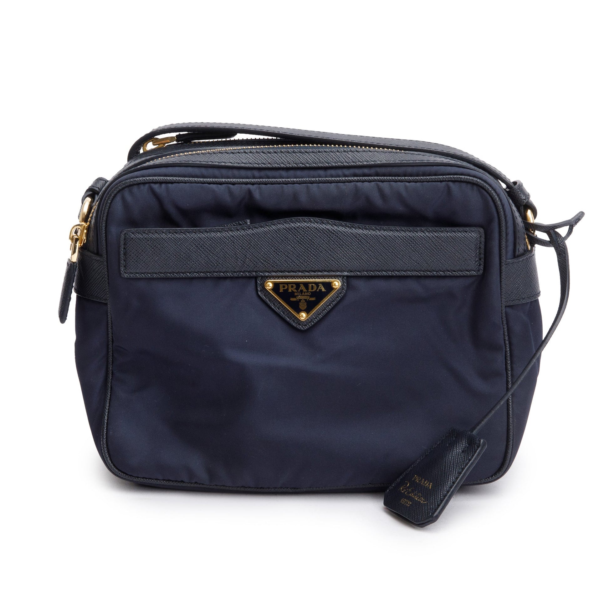Prada Navy And Saffiano Trim Re Edition Shoulder Leather Nylon Shoulder Bag