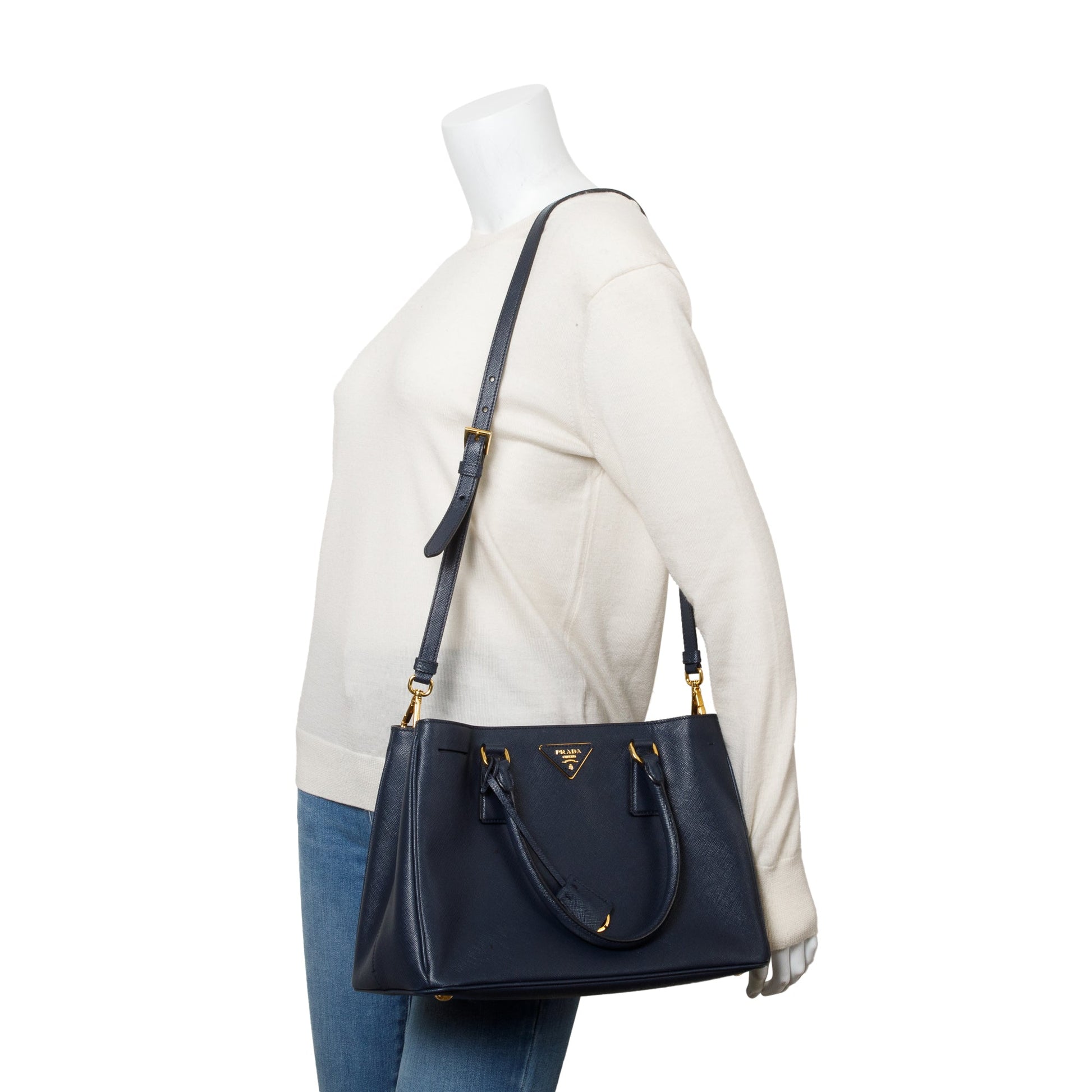 Prada Lux Galleria Tote Saffiano Navy Medium Tote Bag
