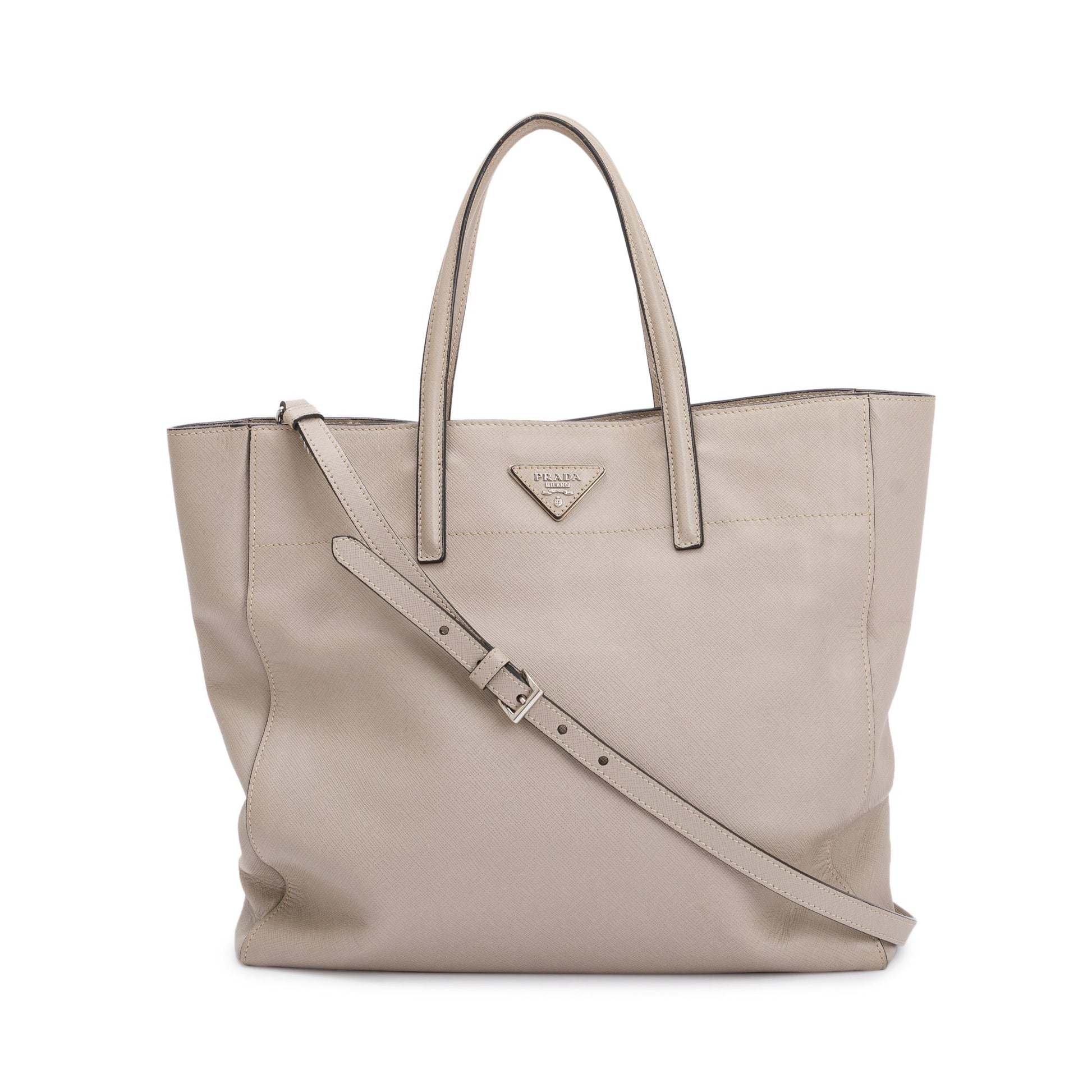 Prada Neutral Saffiano Soft Tote Handbag Leather Tote Bag