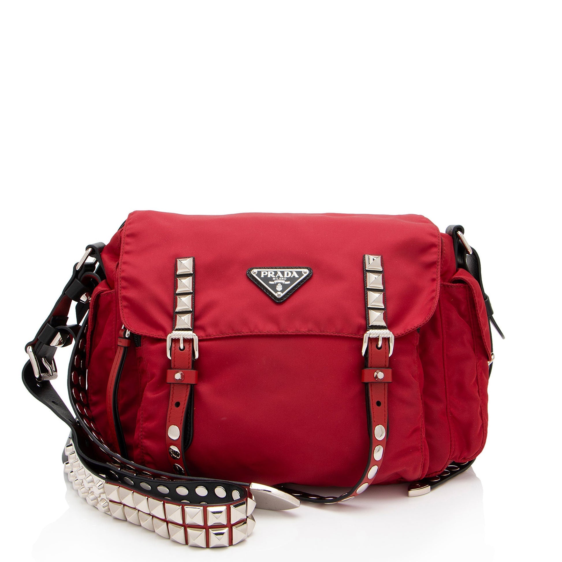 Prada Tessuto Studded New Vela Messenger Shf Cxmopg Shoulder Bag