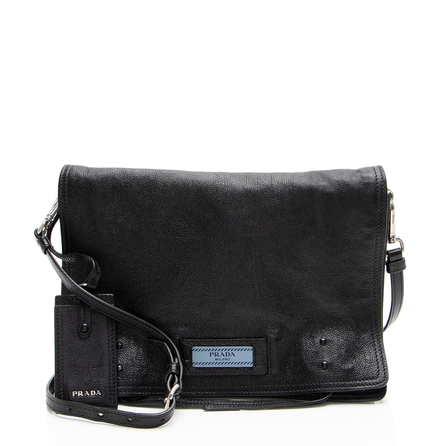 Prada Ombre Glace Calf Etiquette Messenger Flap Shoulder Bag