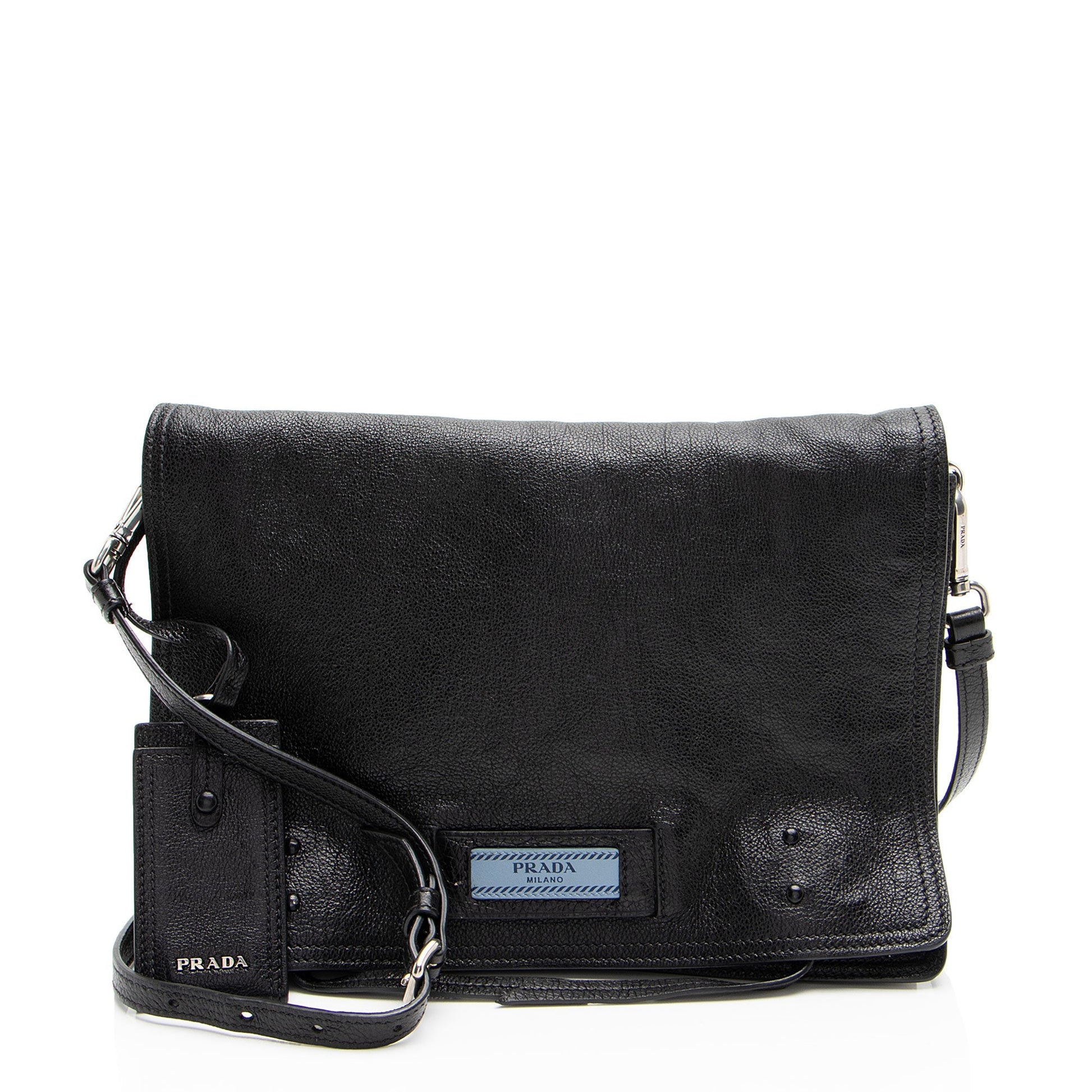 Prada Ombre Glace Calf Etiquette Messenger Flap Shoulder Bag