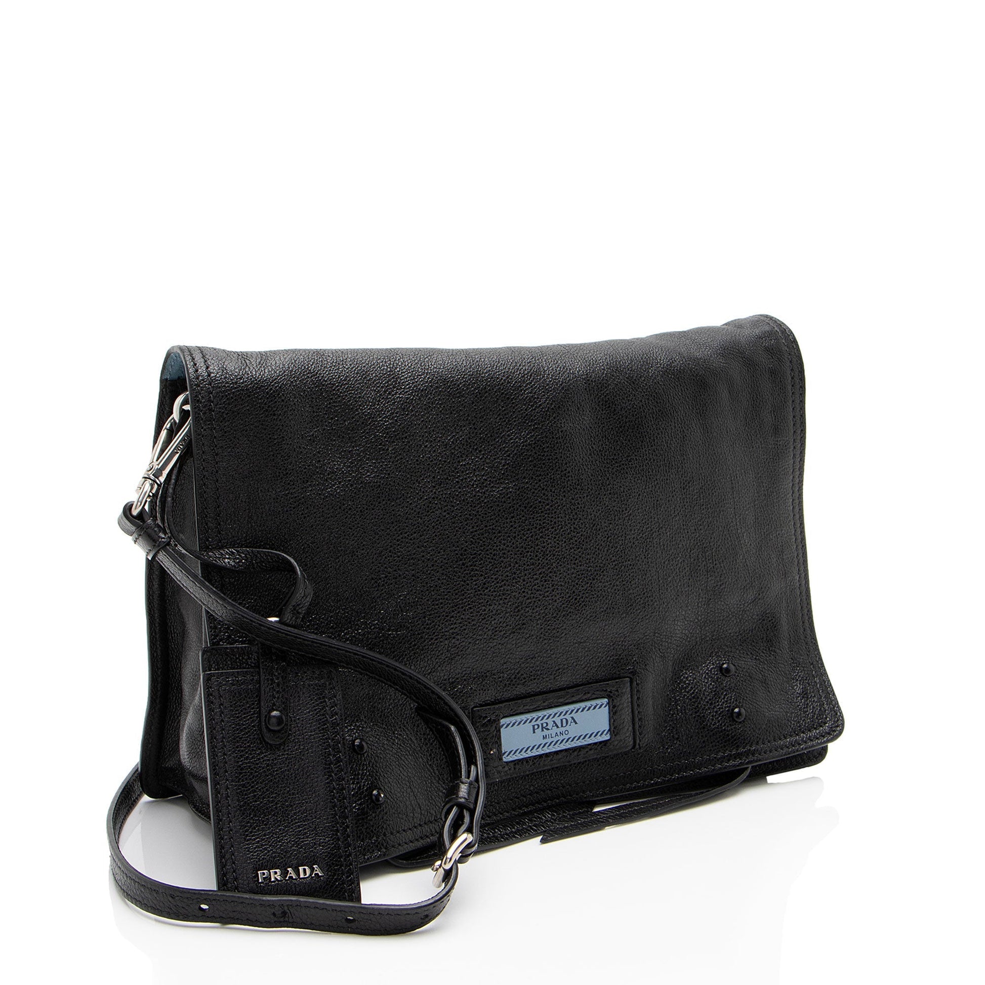 Prada Ombre Glace Calf Etiquette Messenger Flap Shoulder Bag