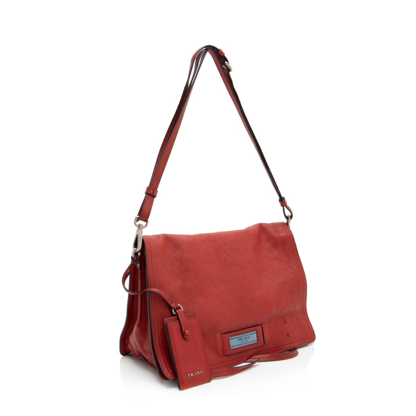 Prada Ombre Glace Calf Etiquette Messenger Flap Shoulder Bag Messenger Shf Eu3Lr9