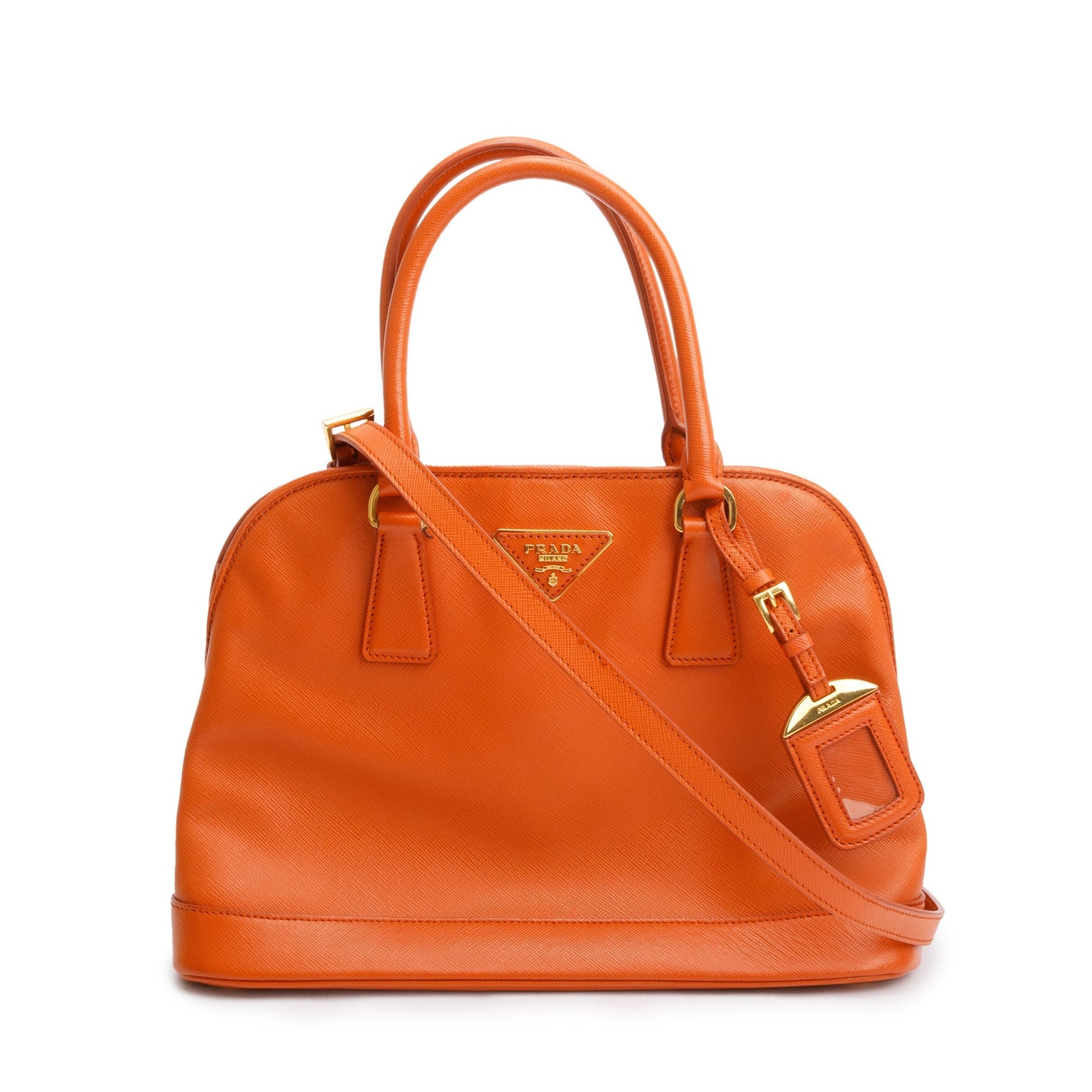 Prada Orange Saffiano Lux Open Promenade Tote Handbag Medium Tote Bag