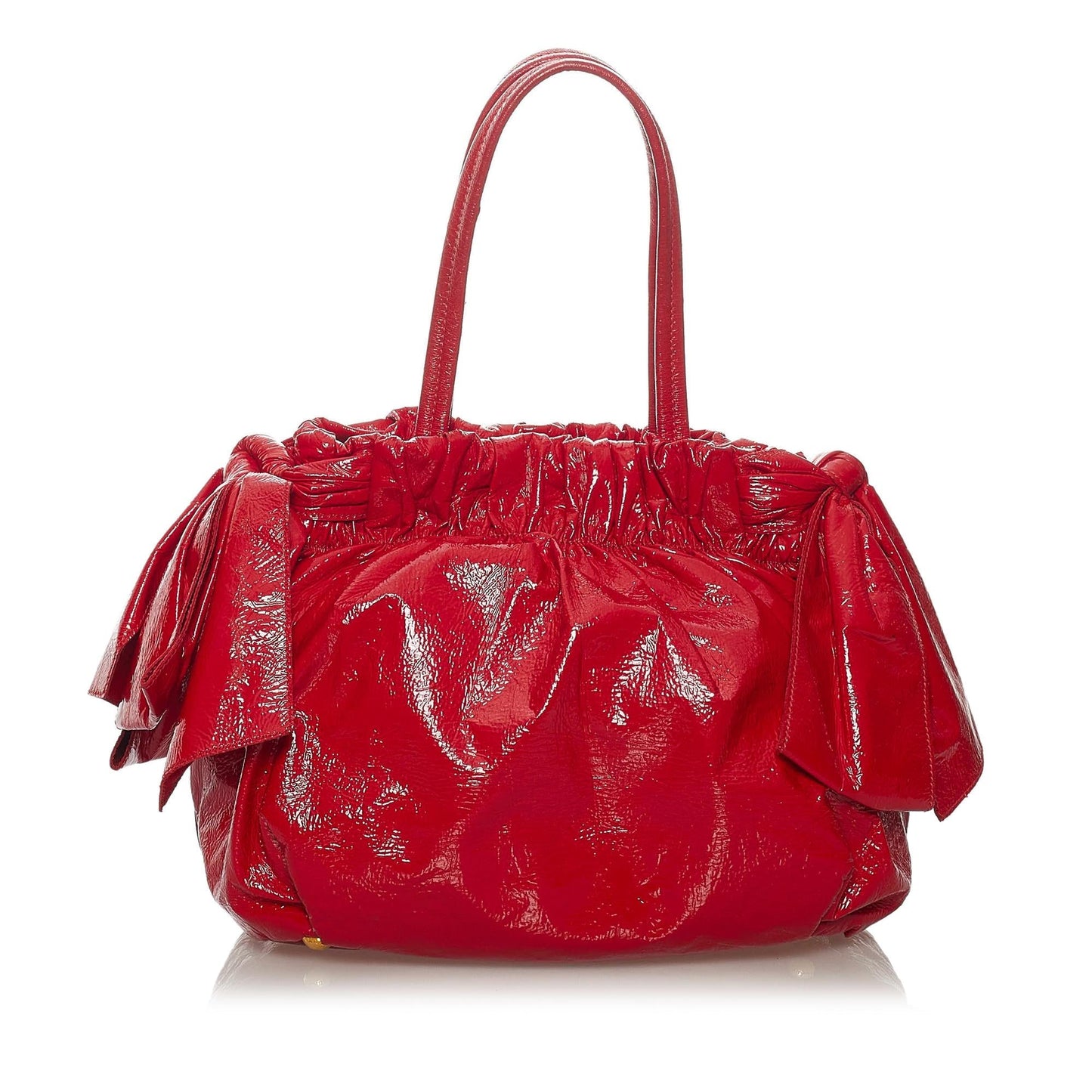 Prada Bow Satchel Shg Leather Patent Satchel Bag