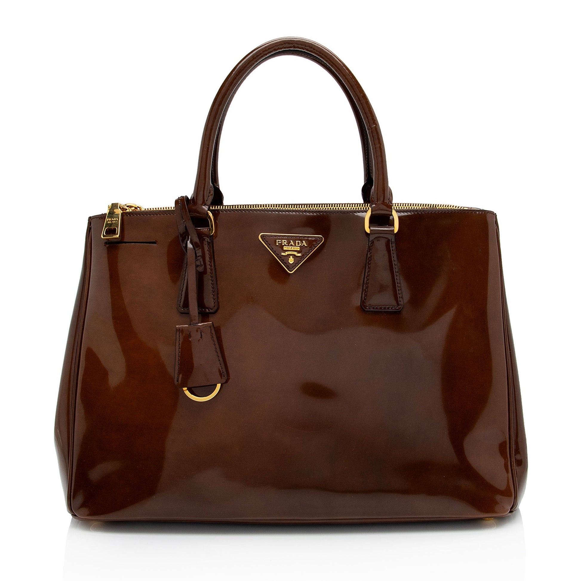 Prada Double Tote Shf Icfxtz Leather Patent Medium Tote Bag