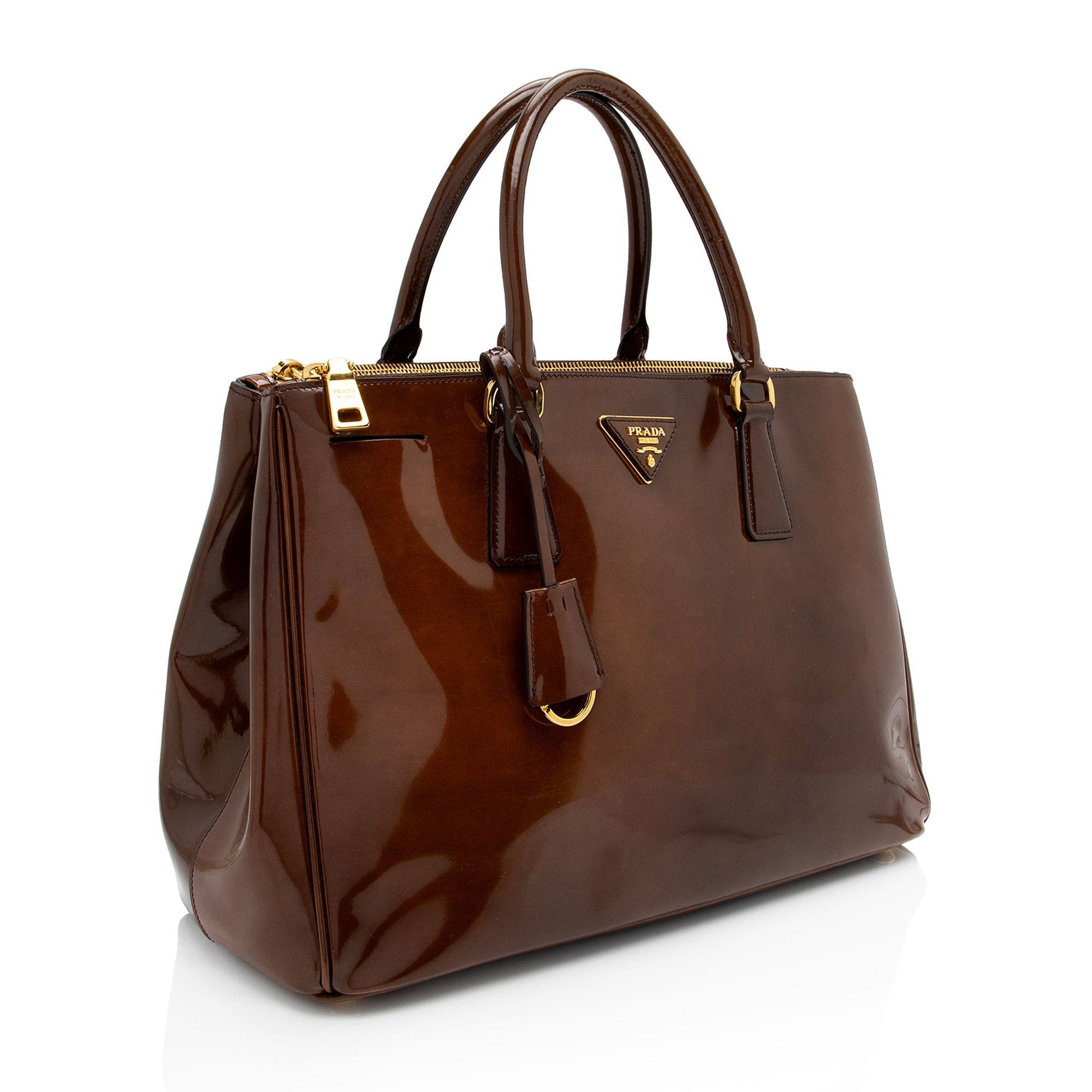 Prada Double Tote Shf Icfxtz Leather Patent Medium Tote Bag