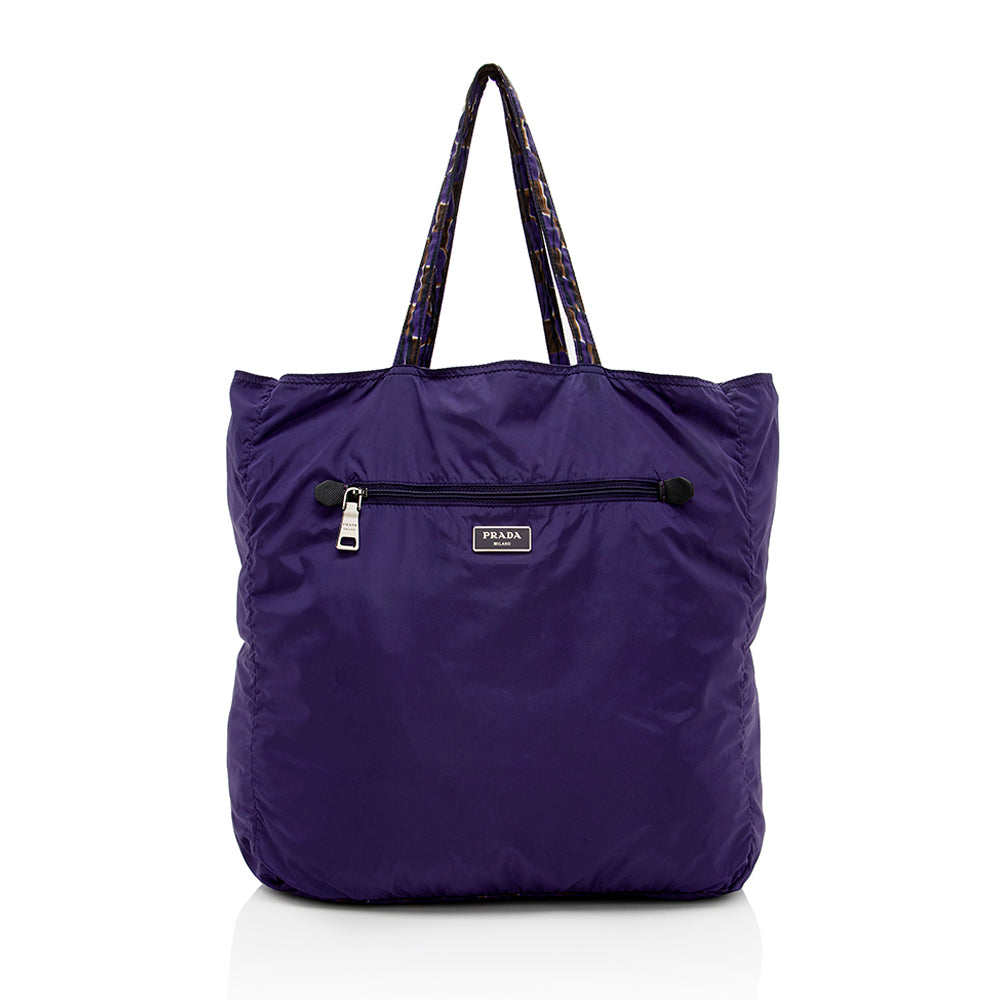 Prada Patterned Reversible Tessuto Tote Shf Tote Bag