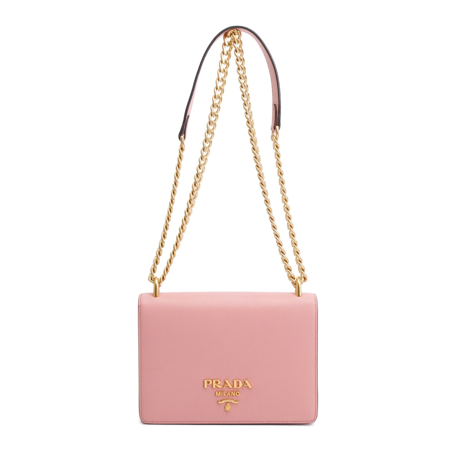Prada Saffiano Lux Shoulder Bag Pink Chain