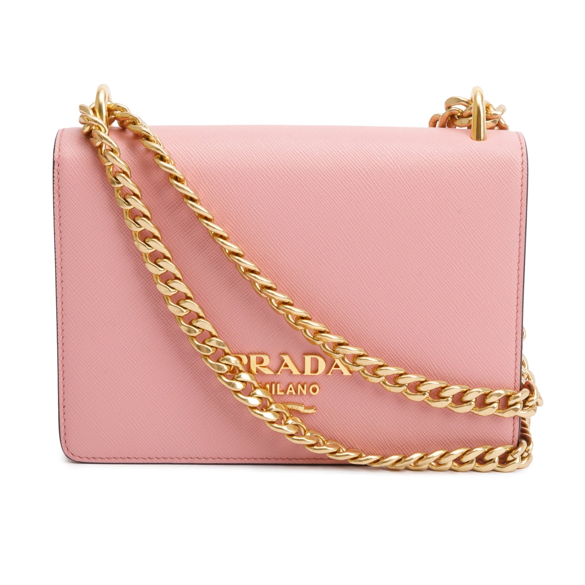 Prada Saffiano Lux Shoulder Bag Pink Chain