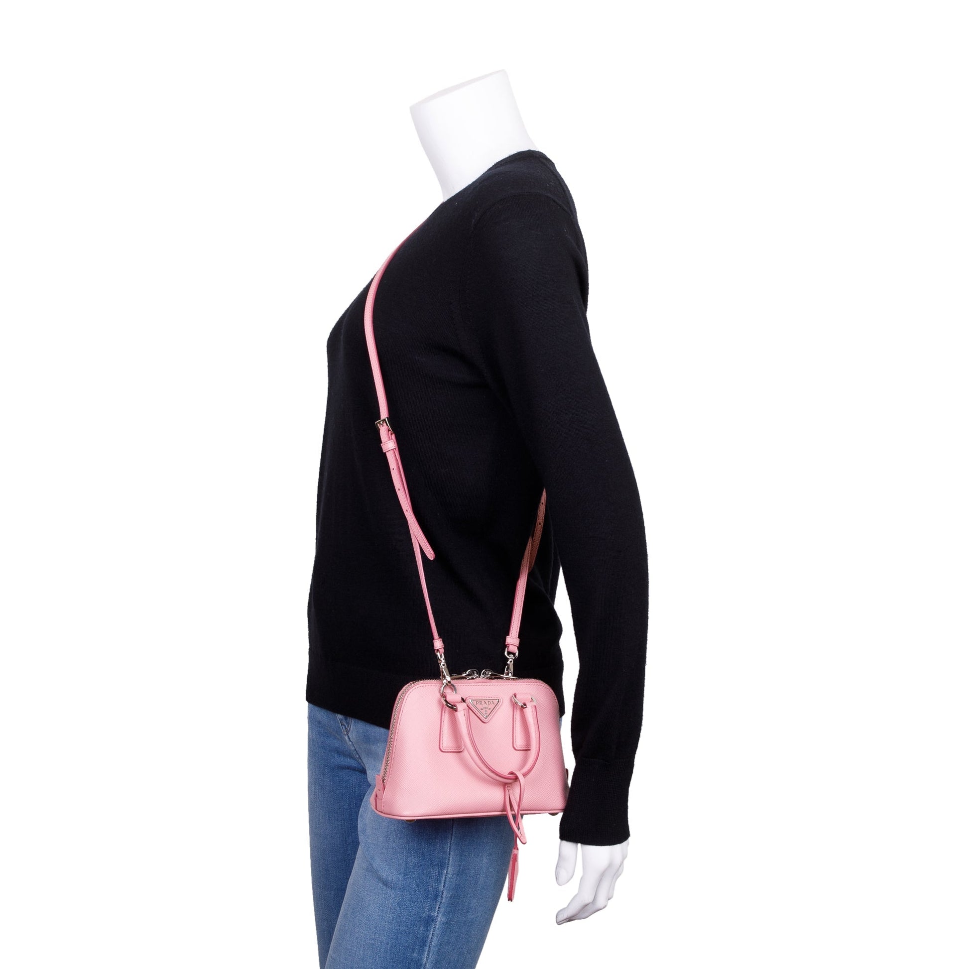 Prada Saffiano Lux Promenade Tote Handbag Pink Mini Tote Bag