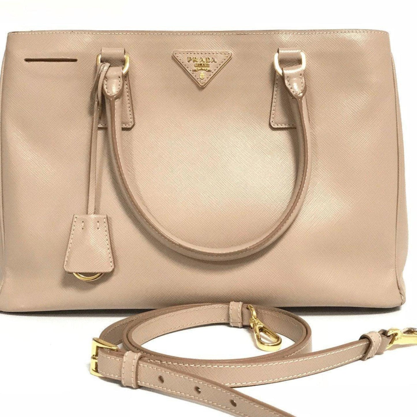 Prada Saffiano Lux Satchel Handbag Pink Travel Bag