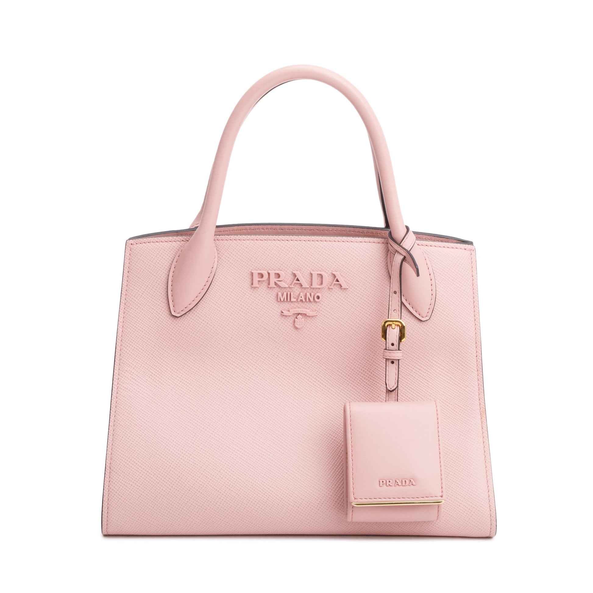 Prada Saffiano Lux Monochrome Top Handle Tote Handbag Pink Small Tote Bag