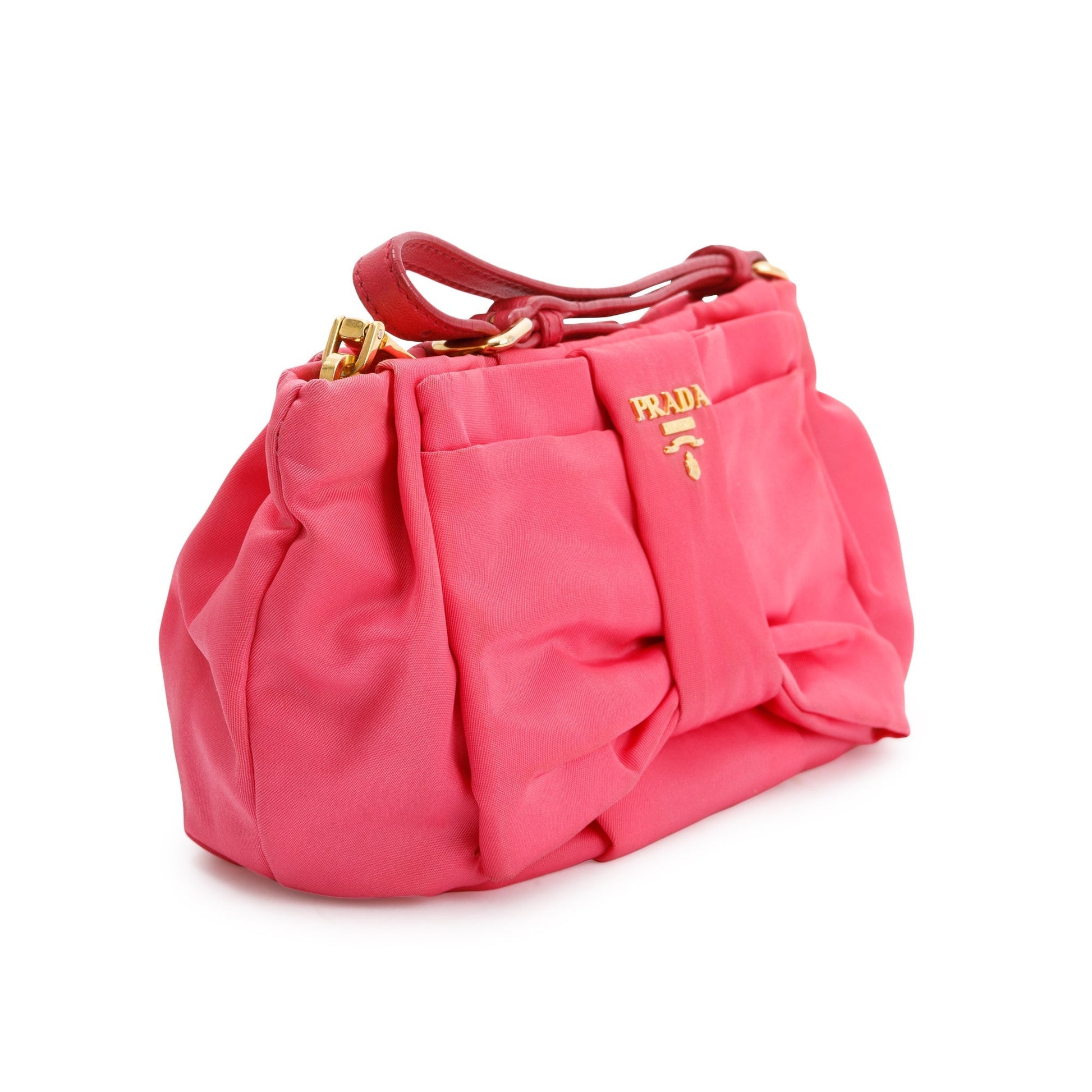 Prada Tessuto Bow Wristlet Handbag Nylon Pink Travel Bag