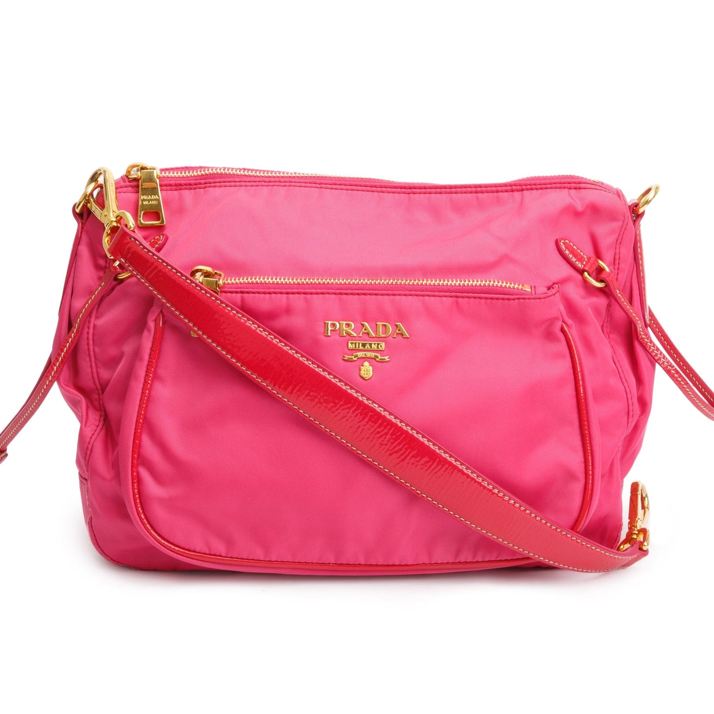 Prada Venice Trimmed Tessuto Sacca Shoulder Bag Nylon Pink