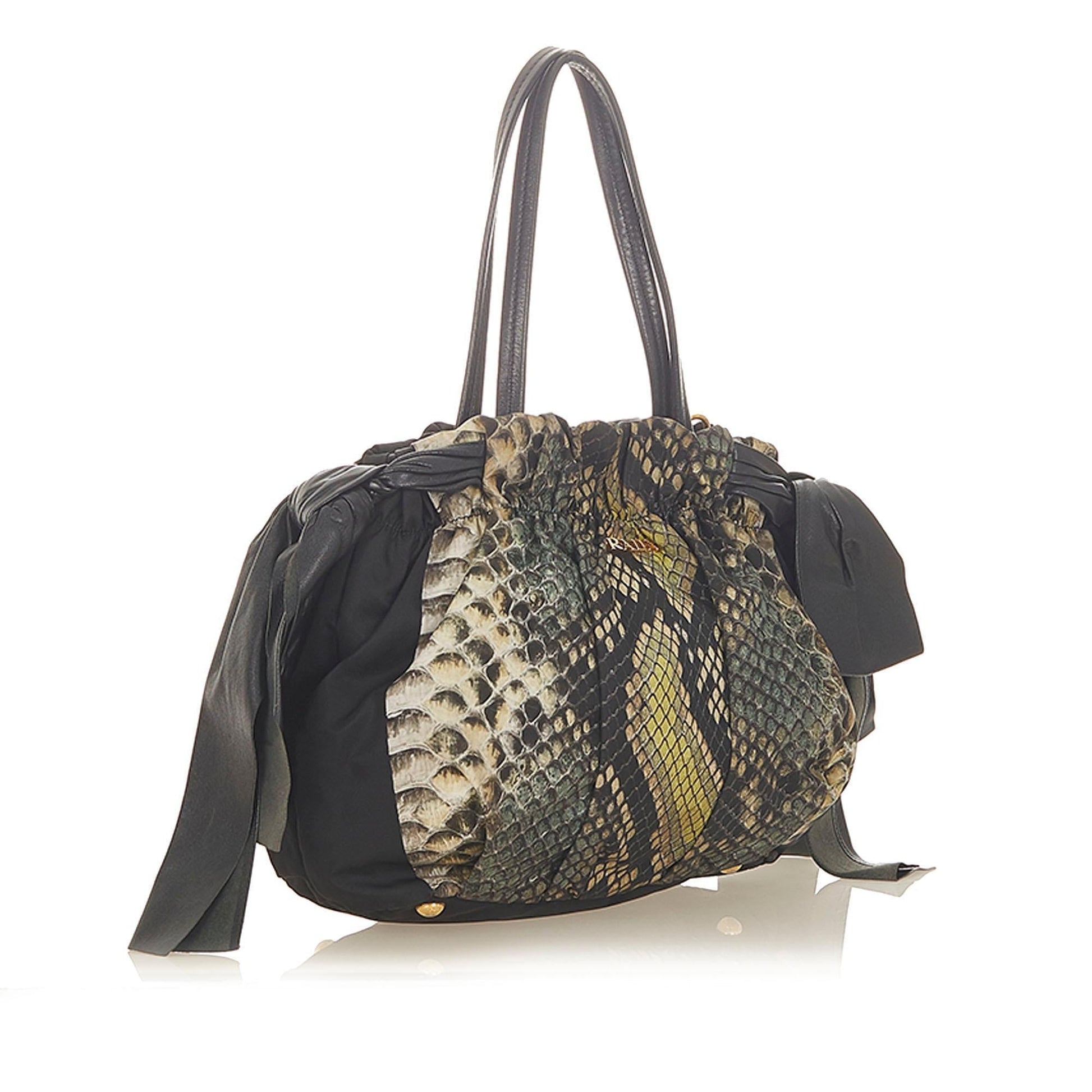 Prada Pitone Bow Tote Bag
