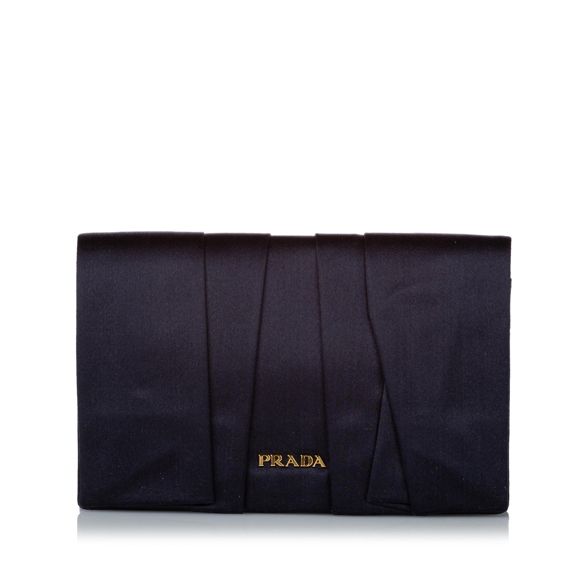 Prada Pleated Clutch Bag Shg Satin