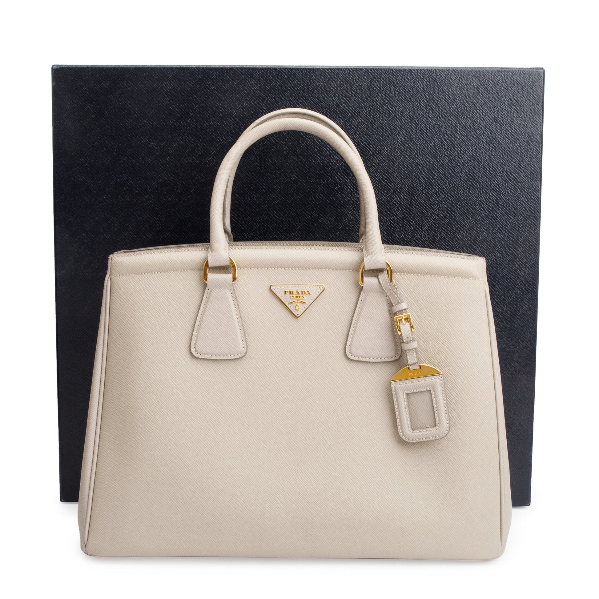 Prada Pomice Parabole Tote Leather Saffiano Tote Bag