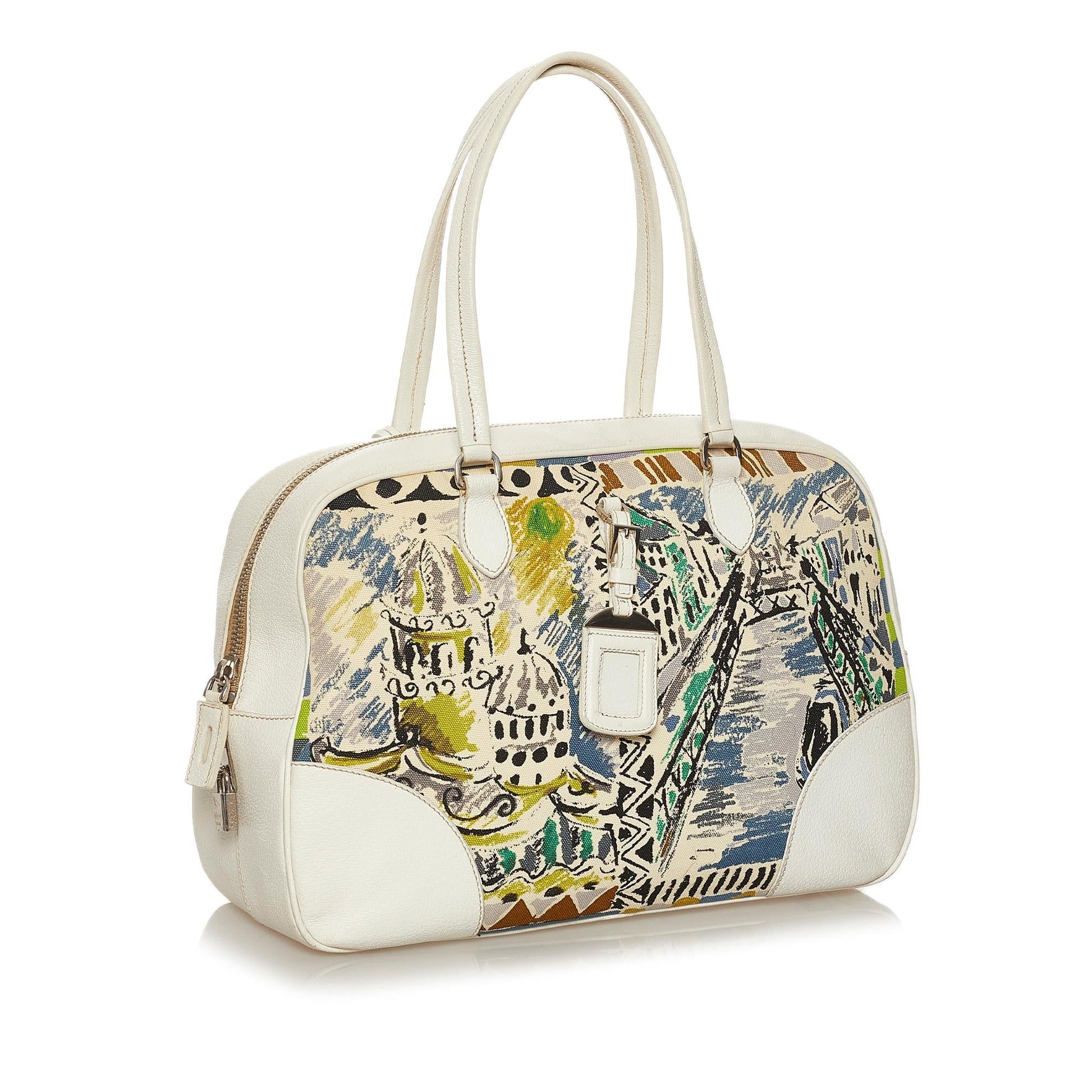 Prada Printed Shoulder Bag Shg Canvas