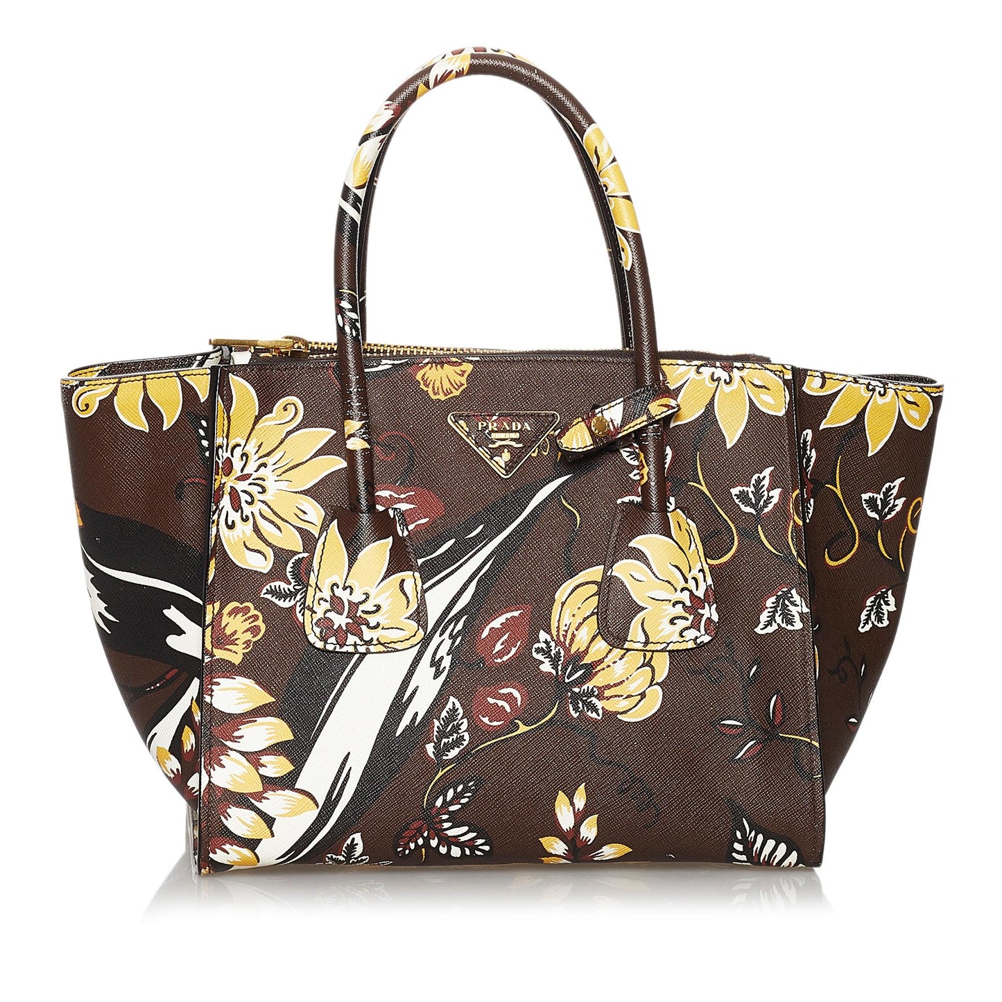 Prada Printed City Calf Double Satchel Shg Zip Satchel Bag