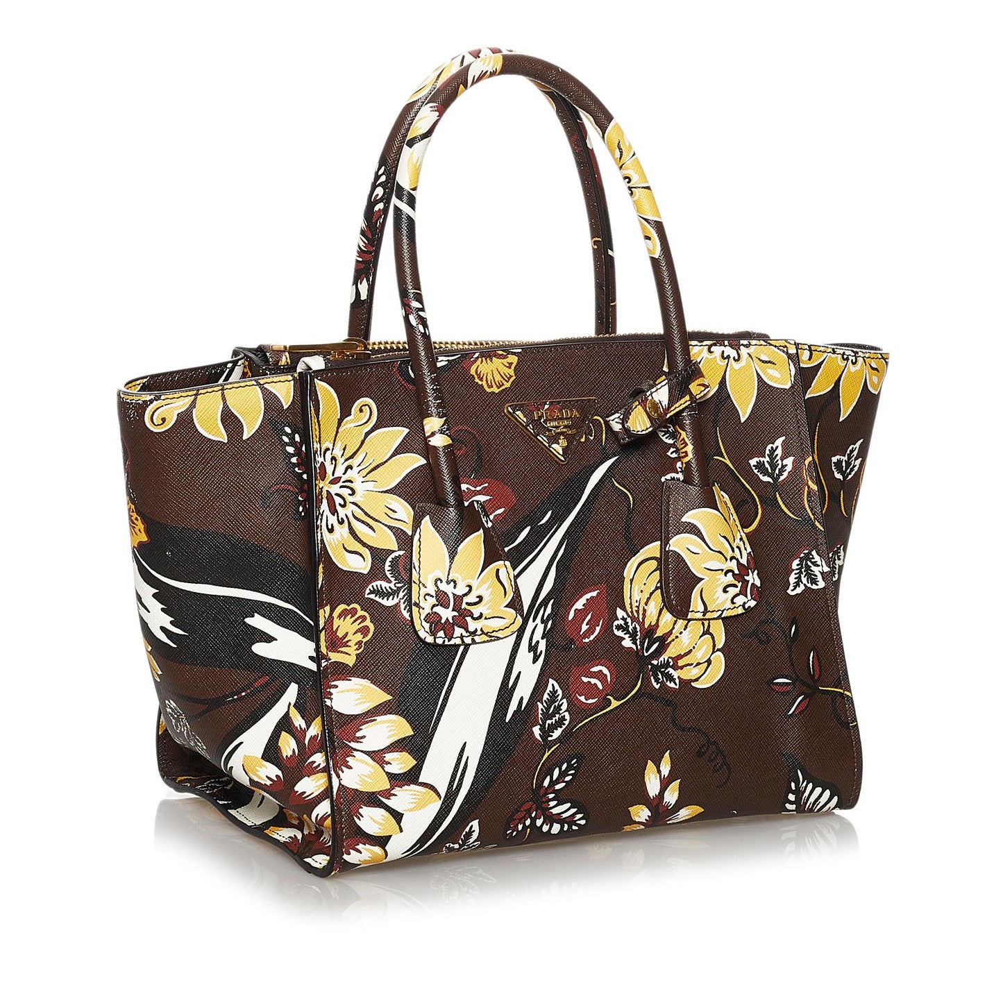 Prada Printed City Calf Double Satchel Shg Zip Satchel Bag