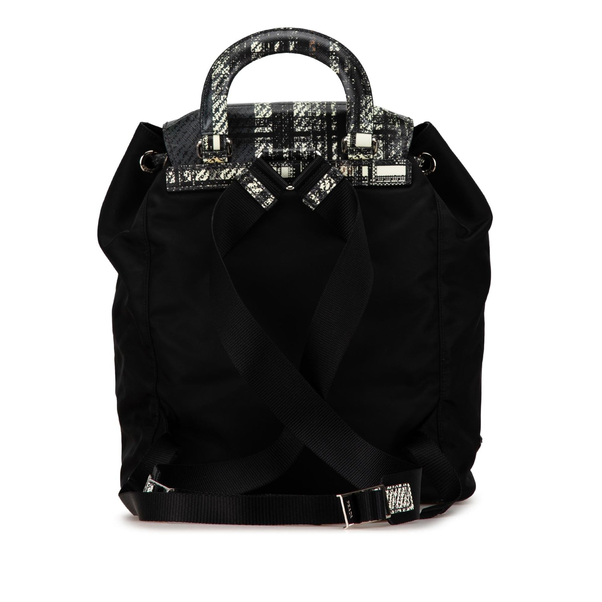 Prada Printed Trimmed Tessuto Backpack Shg Saffiano