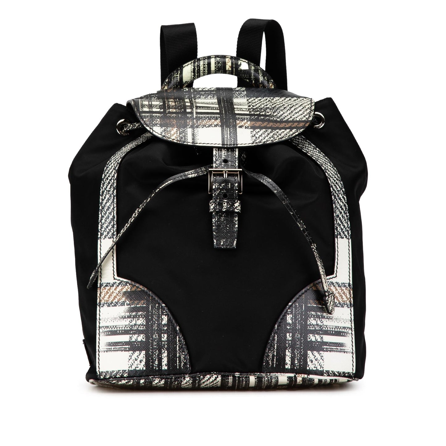 Prada Printed Trimmed Tessuto Backpack Shg Saffiano
