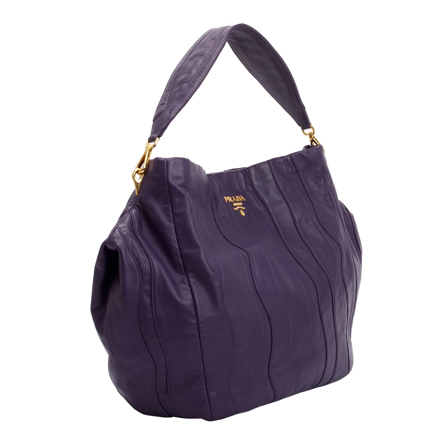 Prada Purple Nappa Stripes Shoulder Bag Leather