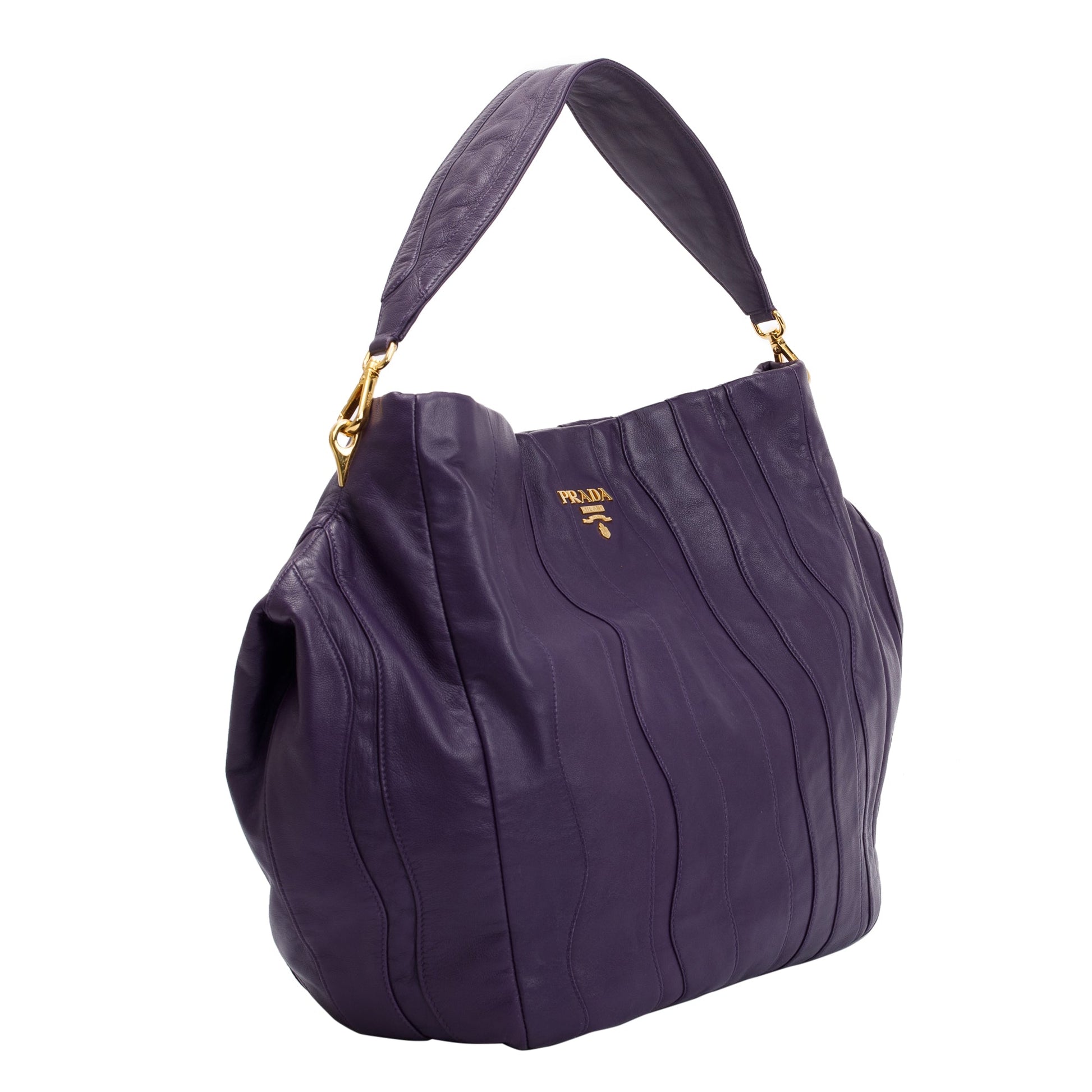 Prada Purple Nappa Stripes Shoulder Bag Leather
