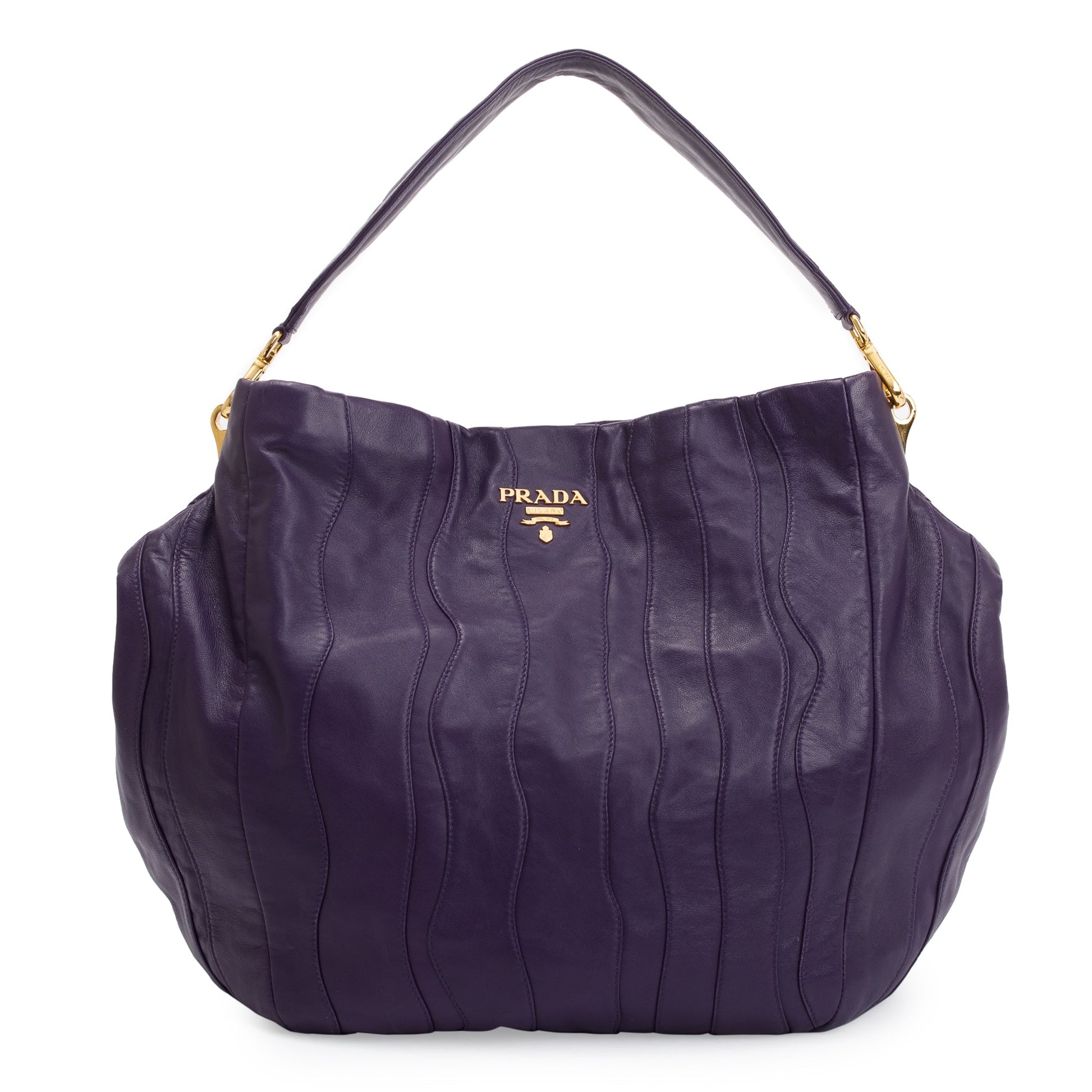 Prada Purple Nappa Stripes Shoulder Bag Leather