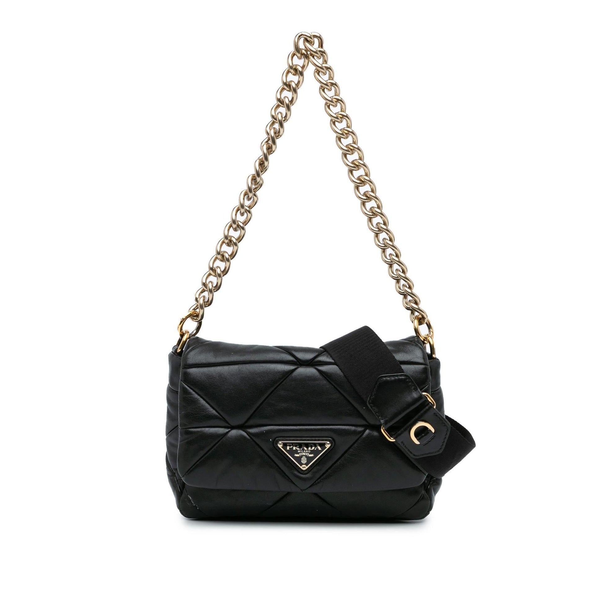 Prada Nappa Re Triangle Patchwork System Satchel Shg Dkyzlx Nylon Quilted Flap Satchel Bag