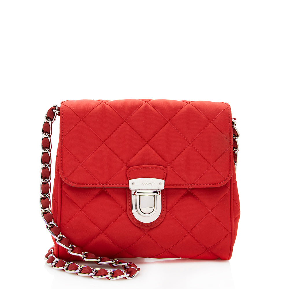 Prada Tessuto Crossbody Bag Shf Quilted Chain