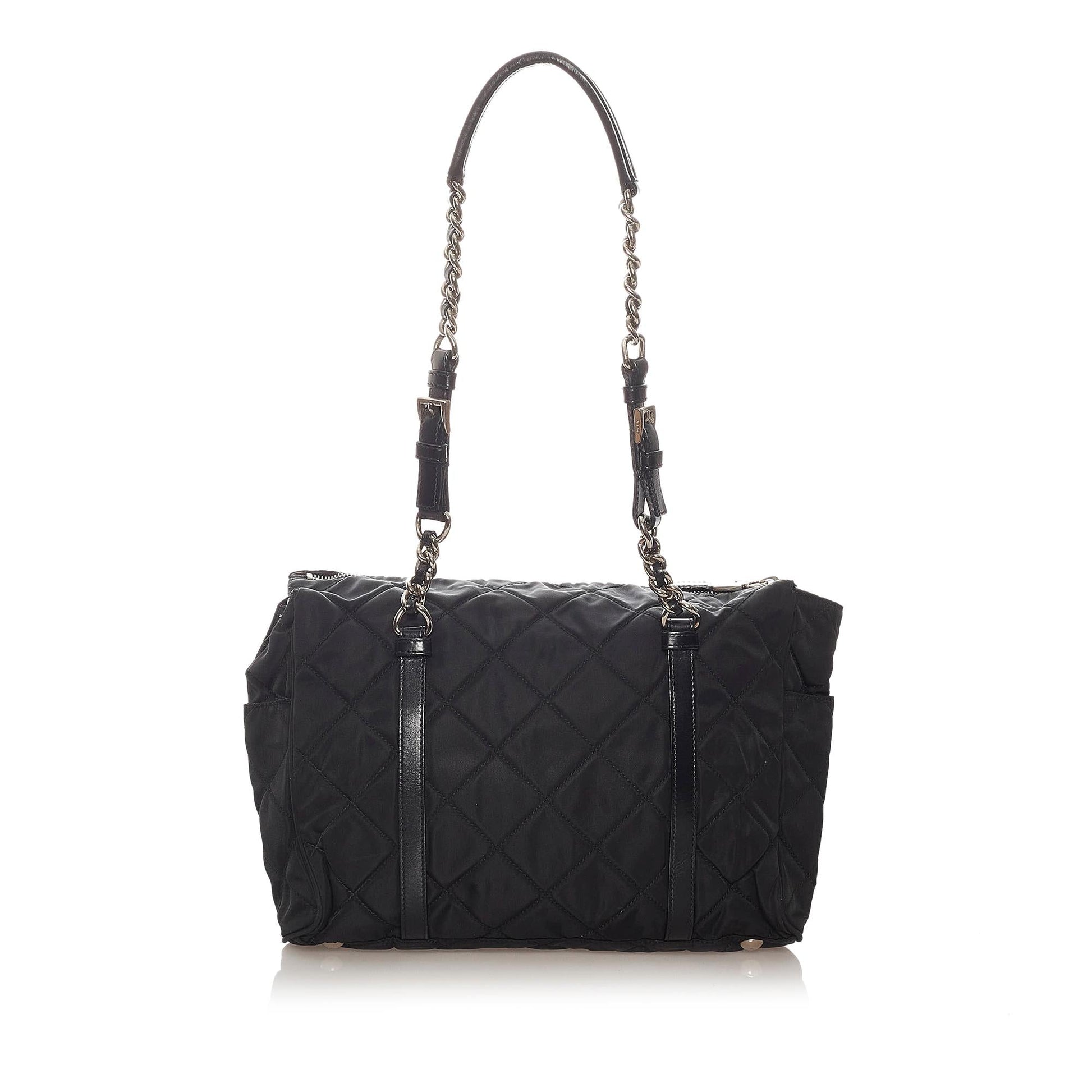 Prada Tessuto Shoulder Bag Shg Quilted Chain