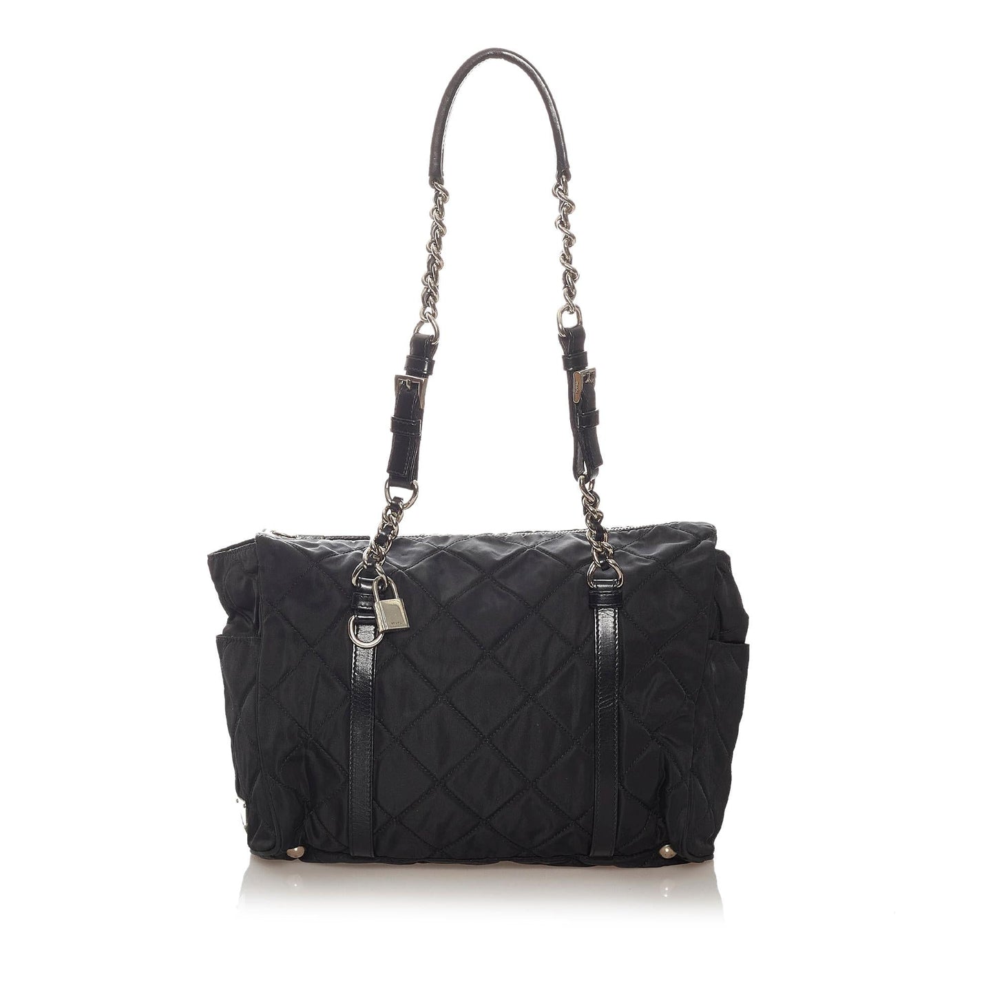 Prada Tessuto Shoulder Bag Shg Quilted Chain