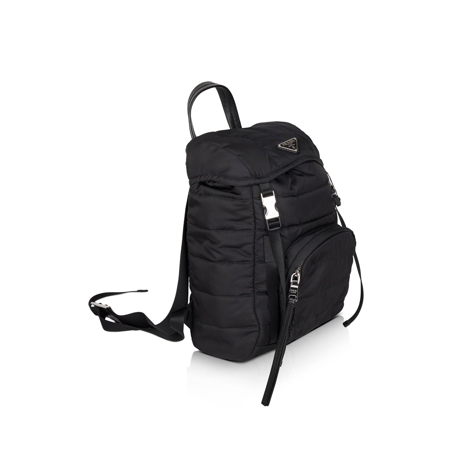 Prada Tessuto Double Buckle Backpack Handbag Nylon Quilted