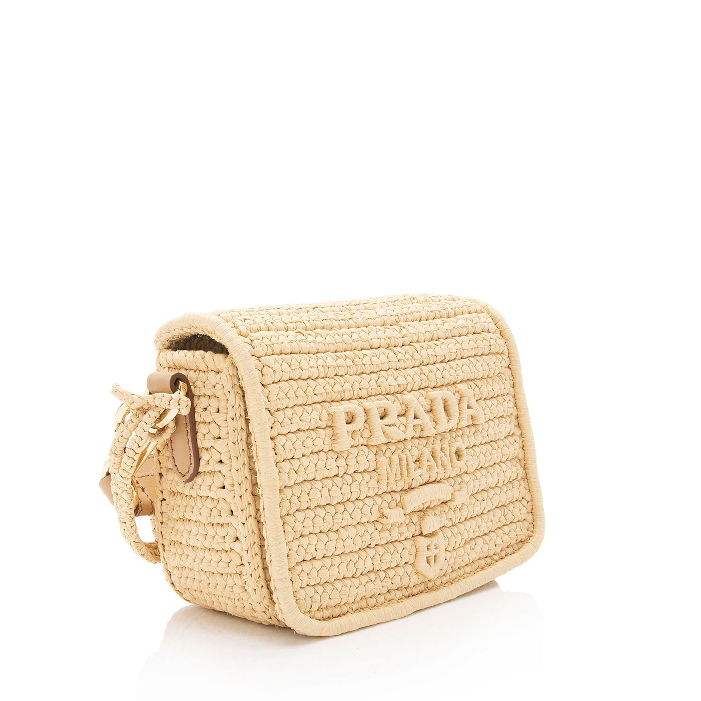 Prada Shoulder Bag Shf Vaij0V Raffia Logo Flap
