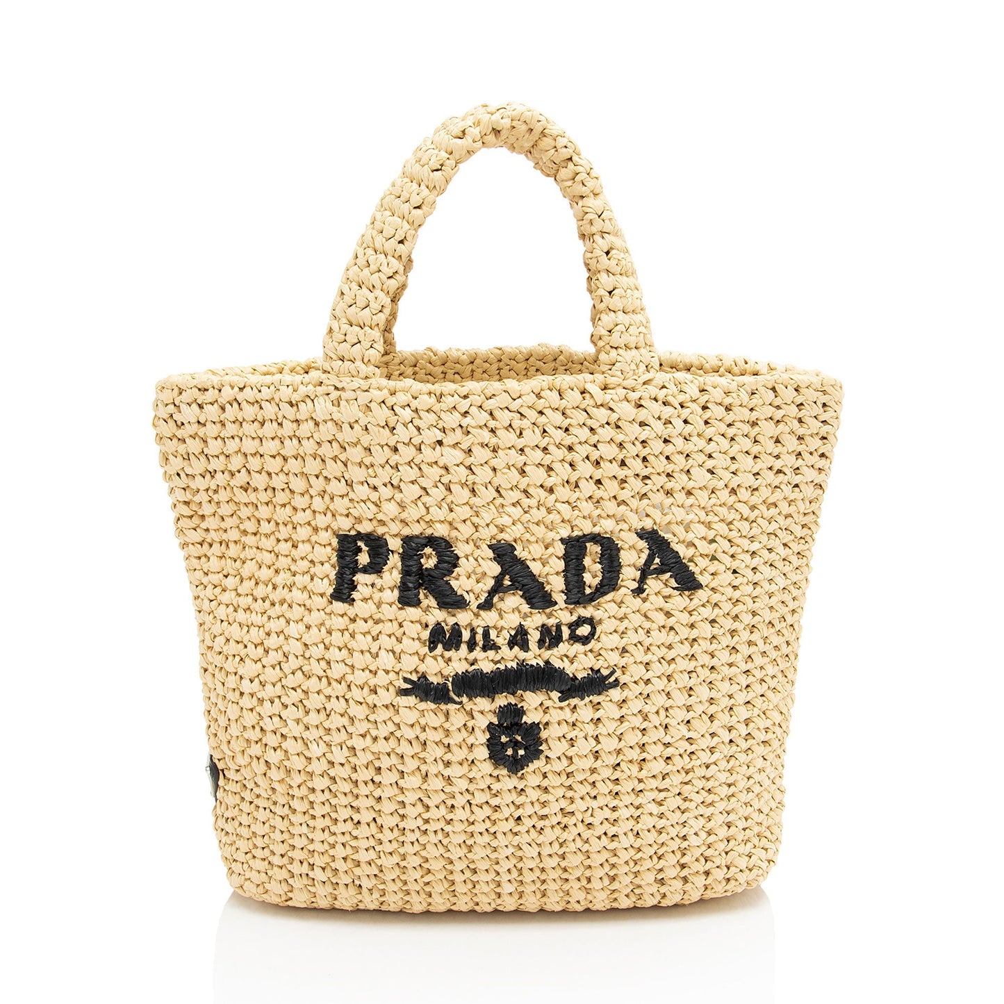 Prada Tote Shf Raffia Small Logo Tote Bag