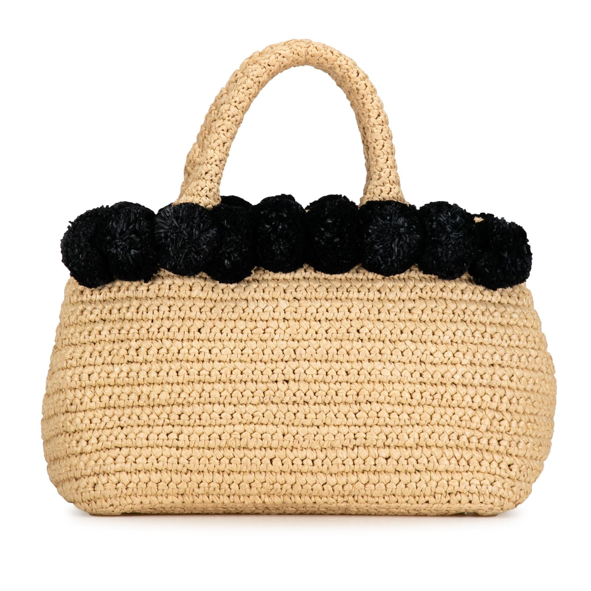 Prada Pompom Satchel Shg Xiscda Raffia Satchel Bag