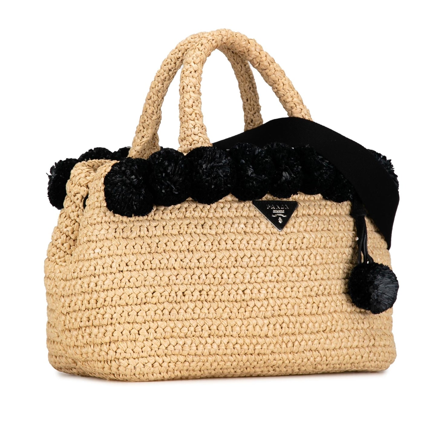 Prada Pompom Satchel Shg Xiscda Raffia Satchel Bag
