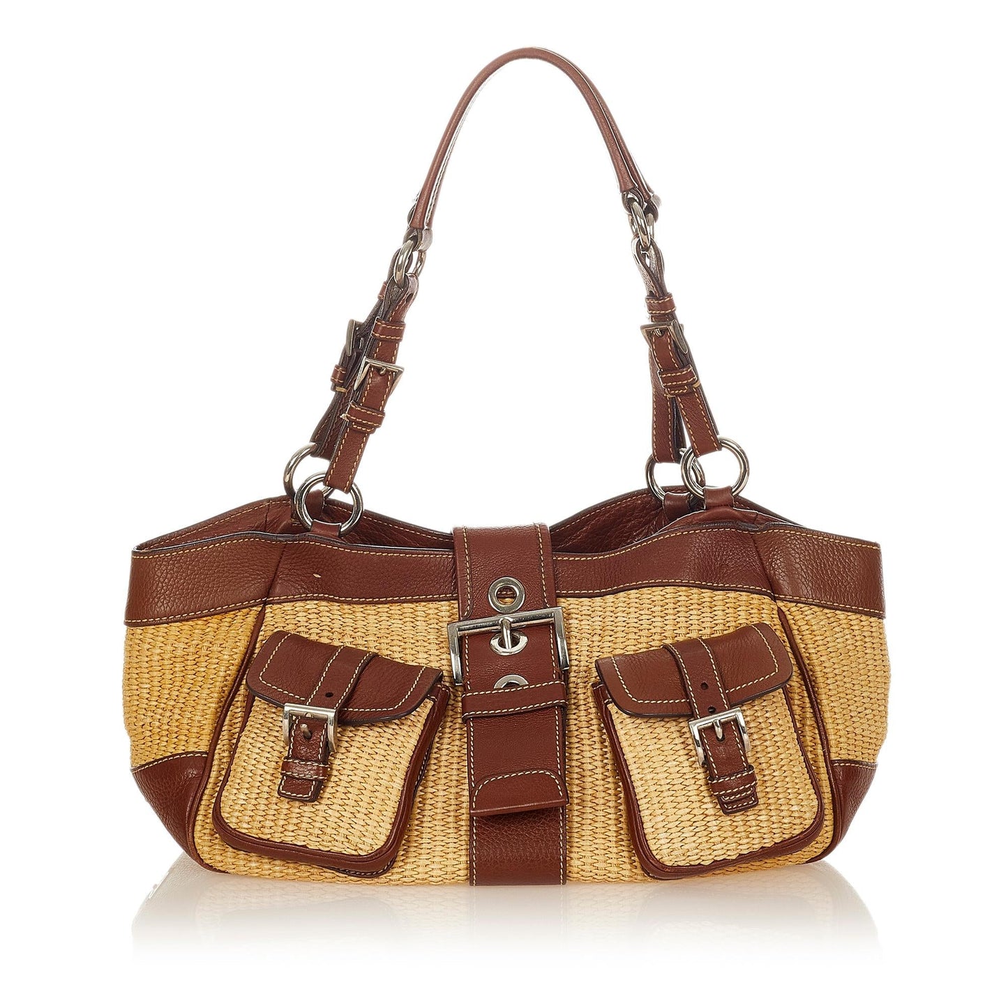 Prada Shoulder Bag Shg Raffia