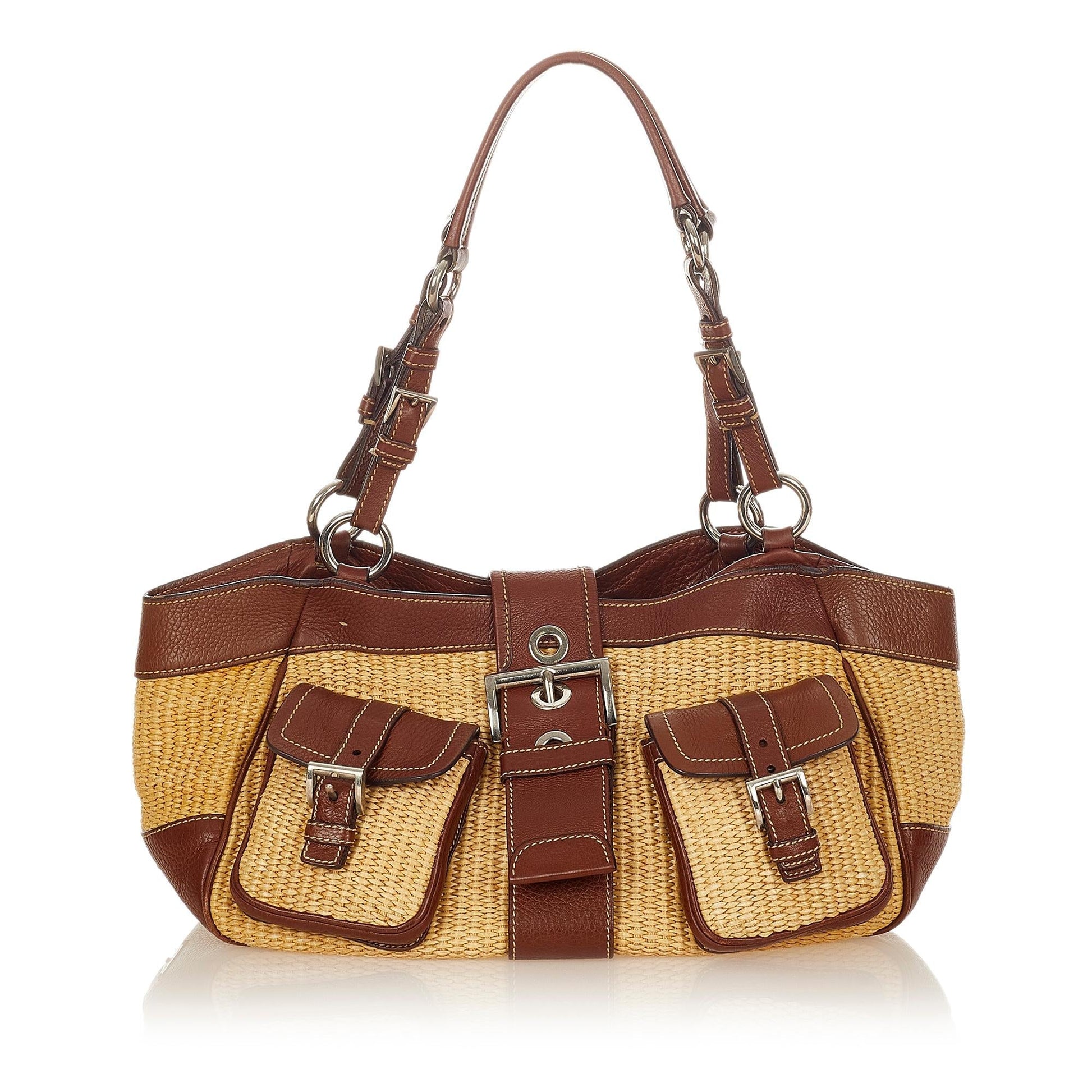 Prada Shoulder Bag Shg Raffia