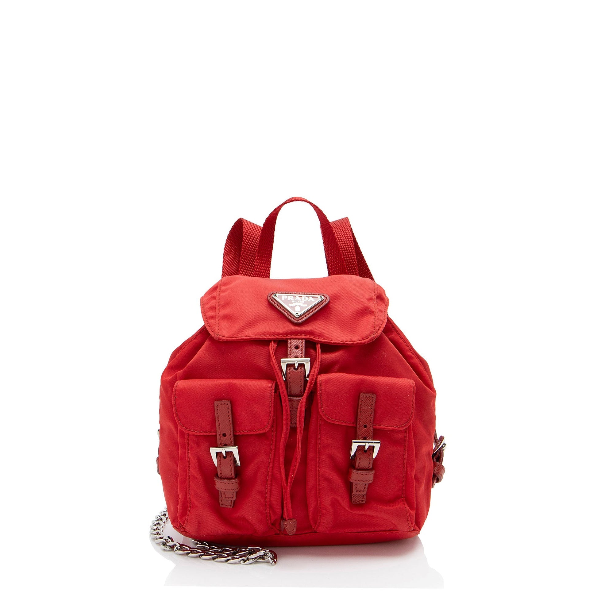 Prada Re Double Pocket Backpack Shf U7Psma Nylon Mini Crossbody Bag