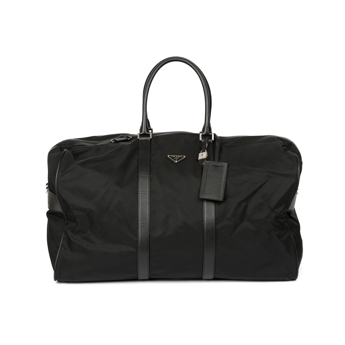 Prada Re & Saffiano Duffle Bag Leather Nylon Travel Bag