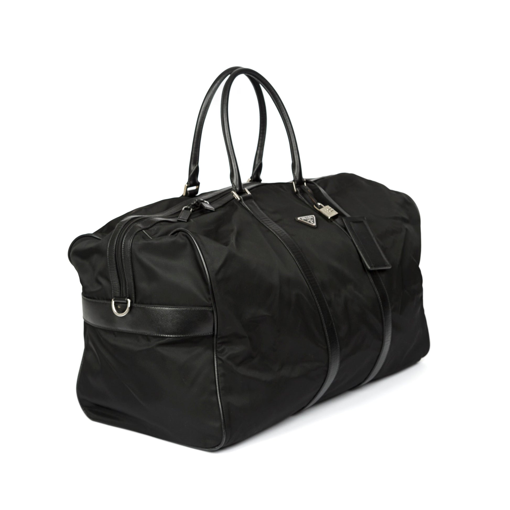 Prada Re & Saffiano Duffle Bag Leather Nylon Travel Bag