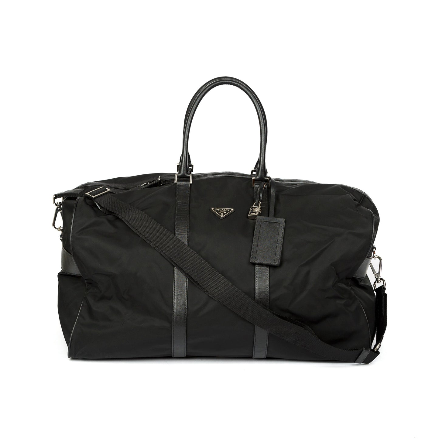 Prada Re & Saffiano Duffle Bag Leather Nylon Travel Bag