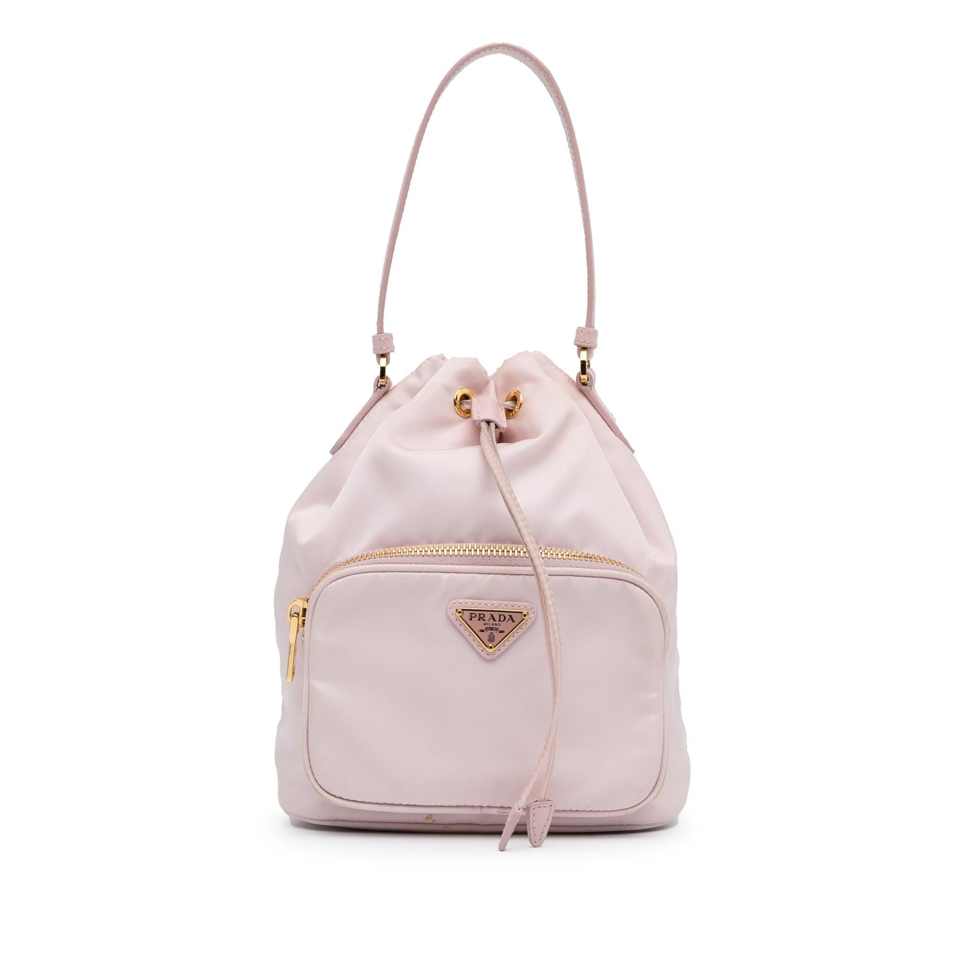 Prada Re Trimmed Duet Bag Shg Ckwvzz Nylon Saffiano Bucket Shoulder Bag