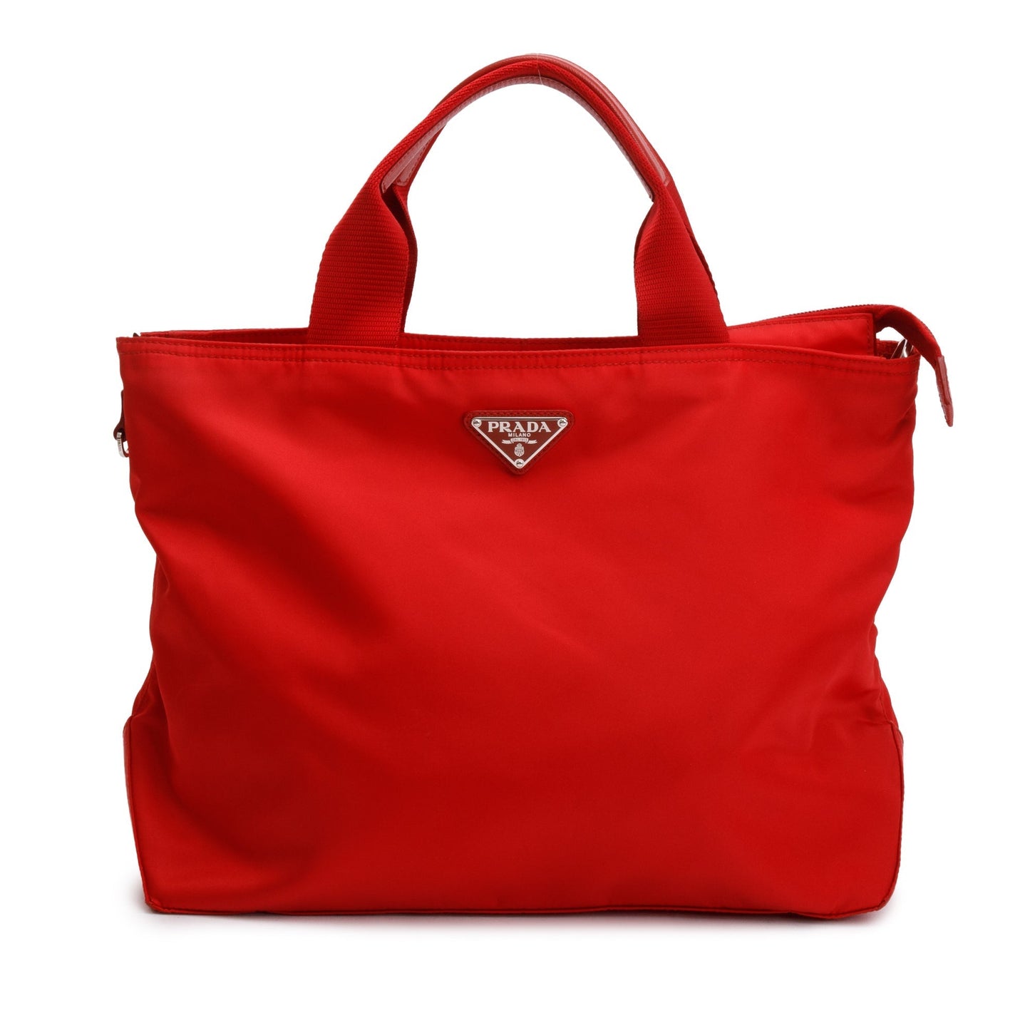Prada Trimmed Tessuto Convertible Tote Handbag Leather Nylon Tote Bag