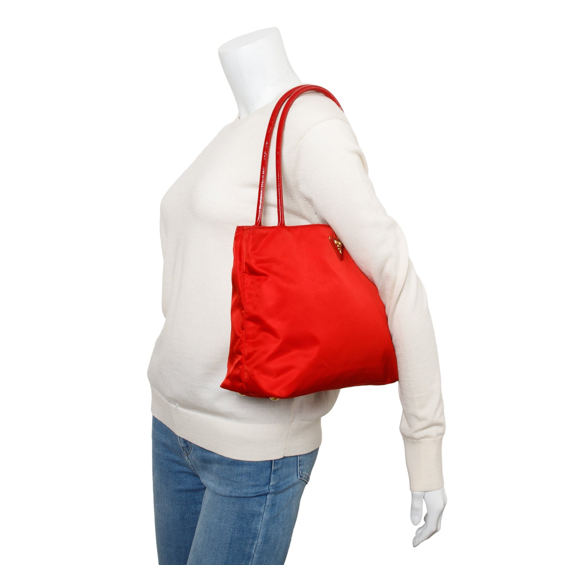 Prada Patent Trimmed Tessuto Tote Handbag Leather Nylon Tote Bag 3